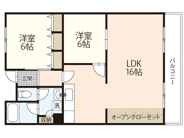 インペリアルハイツ今(2LDK/4階)の間取り写真