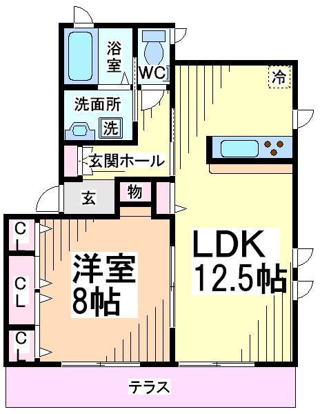 ヘリオドール久我山(1LDK/2階)の間取り写真