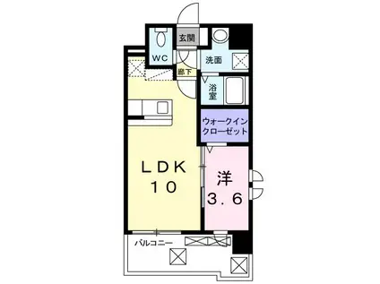 グランドクリーンヒット松田(1LDK/4階)の間取り写真