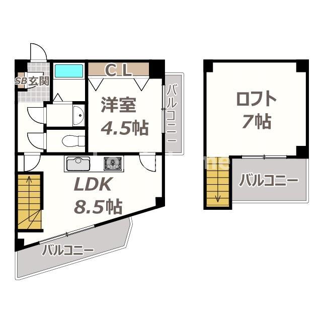 オーズレジデンス東住吉(2LDK/4階)の間取り写真