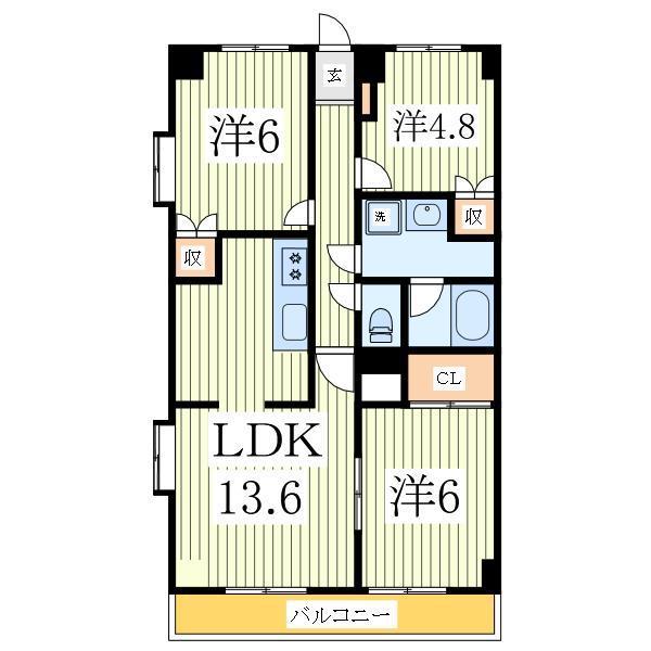 エトアールS(3LDK/7階)の間取り写真