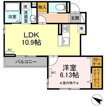 コンフォート下小鳥(1LDK/3階)の間取り写真
