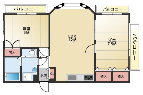 パークアベニュー(2LDK/4階)の間取り写真