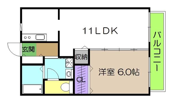 メゾンEYE A棟(1LDK/2階)の間取り写真