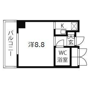 ライオンズマンション神戸西元町(1K/7階)の間取り写真