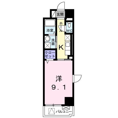 グランディール南大沢(1K/7階)の間取り写真