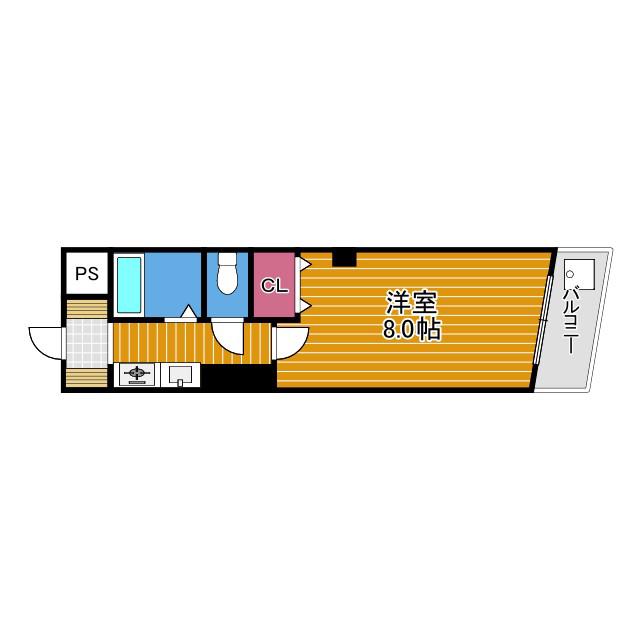 谷山ハイツ(1K/3階)の間取り写真