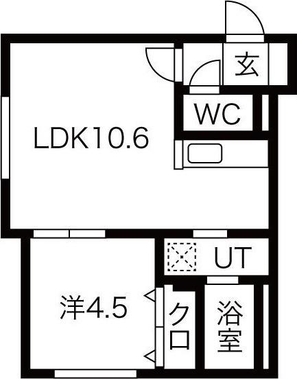 ALEGRIA発寒南 (1LDK/3階)の間取り写真