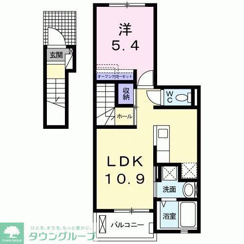 ジュネス アイ(1LDK/2階)の間取り写真