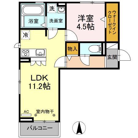 ルミエール(1LDK/2階)の間取り写真