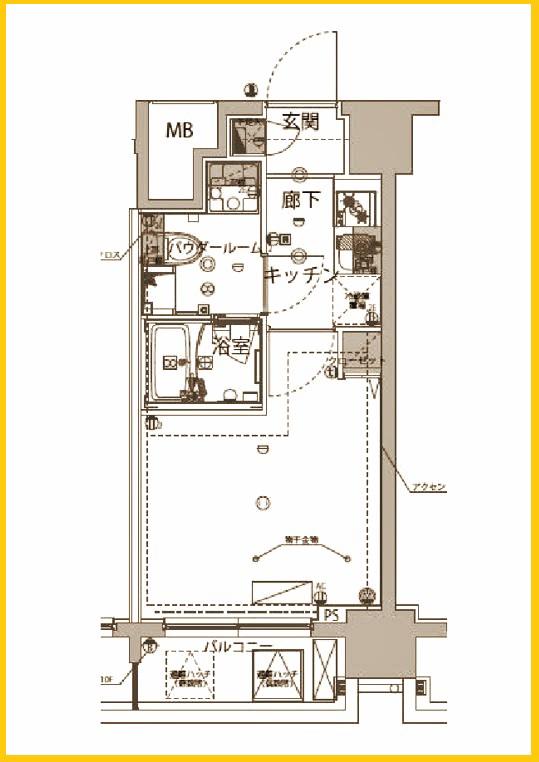 HARMONY RESIDENCE新横浜(1K/4階)の間取り写真