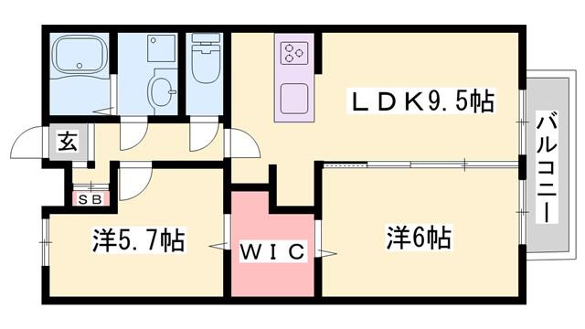 サンガーデン(2LDK/2階)の間取り写真