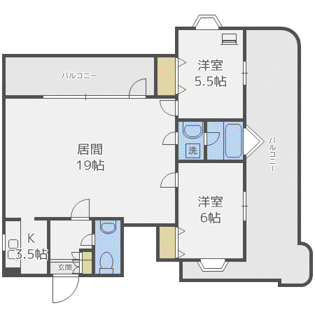 メゾンドブーケパーク(2LDK/11階)の間取り写真
