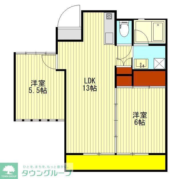 かさまビル7(2LDK/3階)の間取り写真