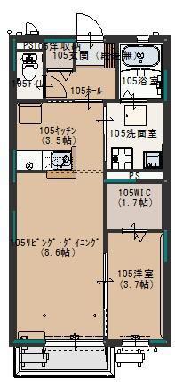 フィカーサG(1SK/1階)の間取り写真