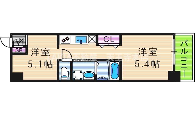 クレンツロジェ天王寺南(ワンルーム/7階)の間取り写真