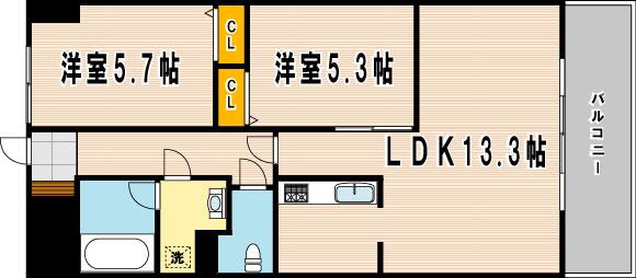 ルネックスII(2LDK/6階)の間取り写真
