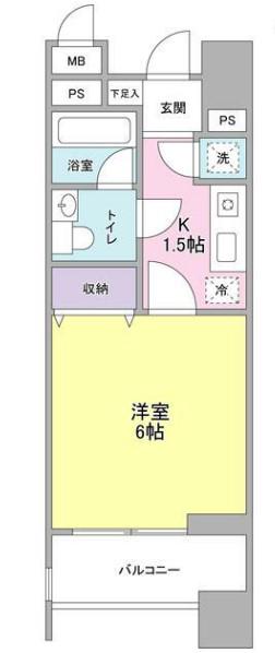 ロネスタR文京護国寺(1K/6階)の間取り写真