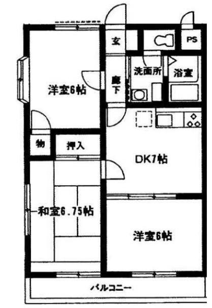 フジウェーブB(3DK/2階)の間取り写真