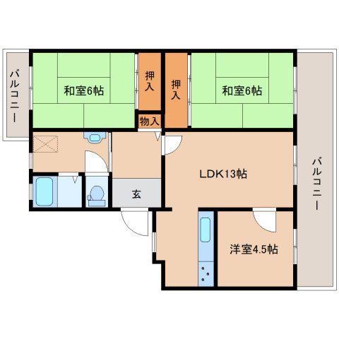 パークヒルズくすのき中央4号棟(3LDK/4階)の間取り写真