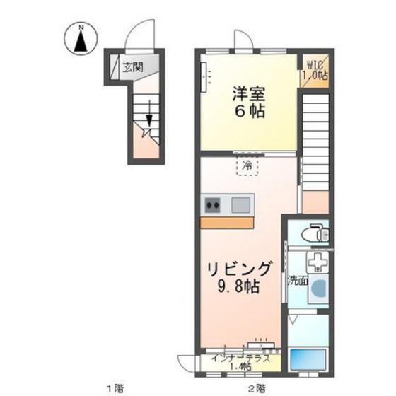 ＪＲ山陽本線 八本松駅 徒歩21分 2階建 築9年(1LDK/2階)の間取り写真