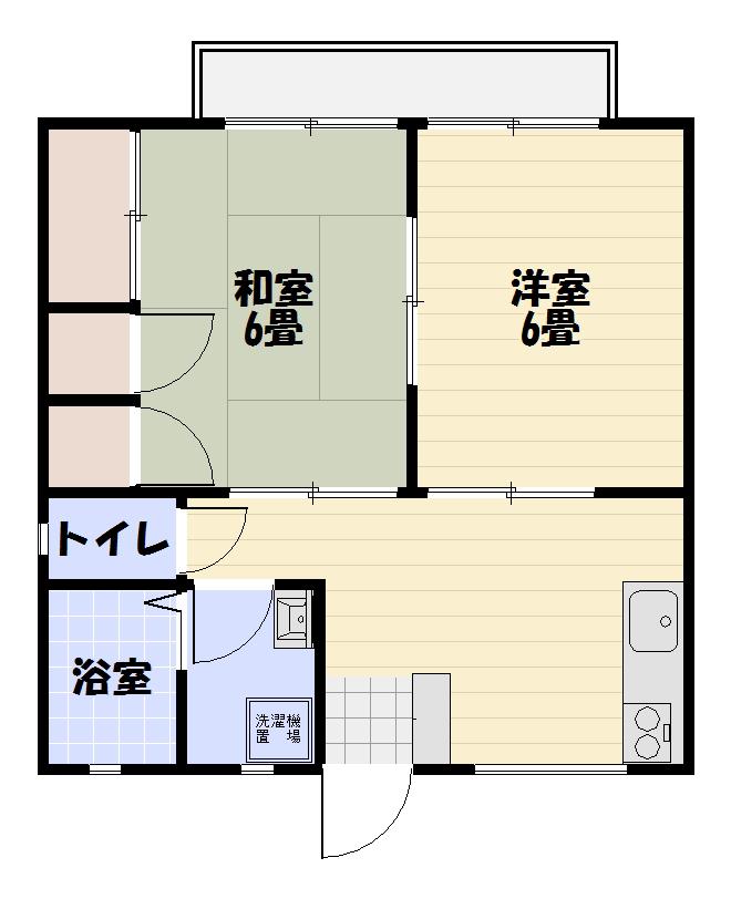 アールコンシェル(2DK/1階)の間取り写真
