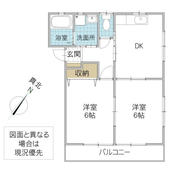 ラメールA(2DK/1階)の間取り写真
