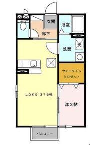 エレゼタウンII(1LDK/2階)の間取り写真