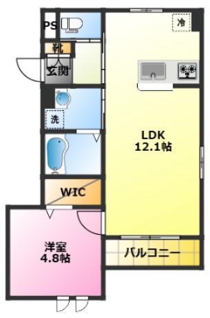 SUNサン(1LDK/2階)の間取り写真