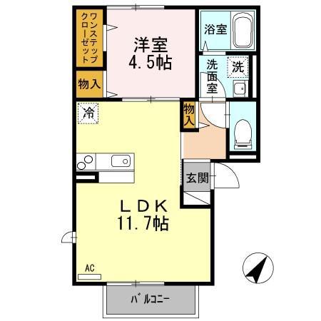 ルシエルエトワール1(1LDK/1階)の間取り写真