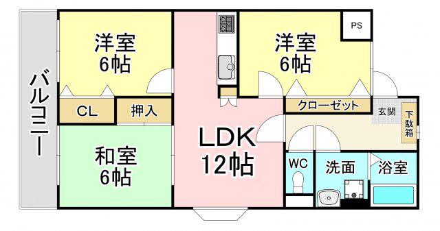 アビタシオン・オキ(3LDK/5階)の間取り写真
