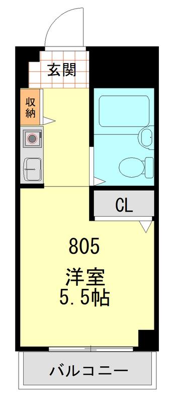 トップ仲木戸(ワンルーム/8階)の間取り写真