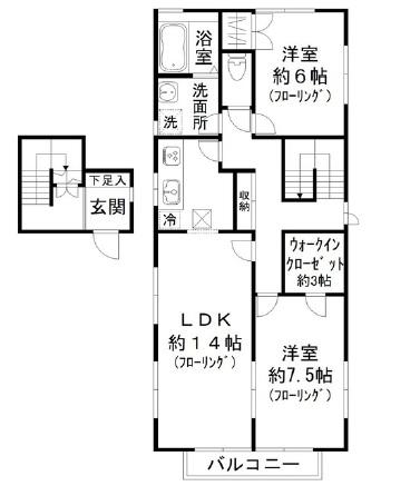 ガーデンテラス(2LDK/2階)の間取り写真