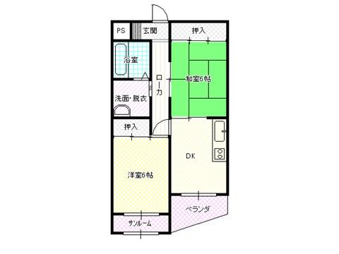 マンションリバーポート(2DK/3階)の間取り写真