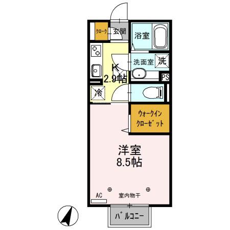 シェルピース(1K/1階)の間取り写真