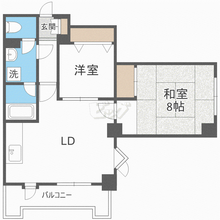 ドミ22山鼻(2LDK/6階)の間取り写真