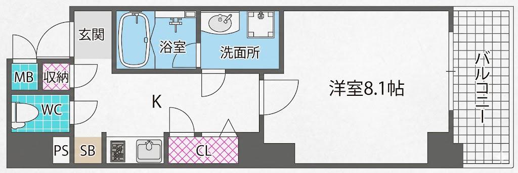 エイペックス梅田東I(1K/3階)の間取り写真