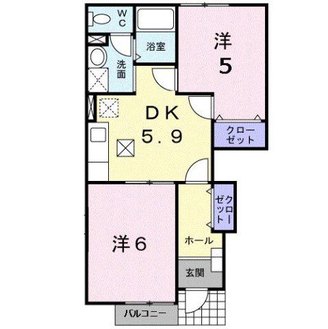 サンモールS(2DK/1階)の間取り写真