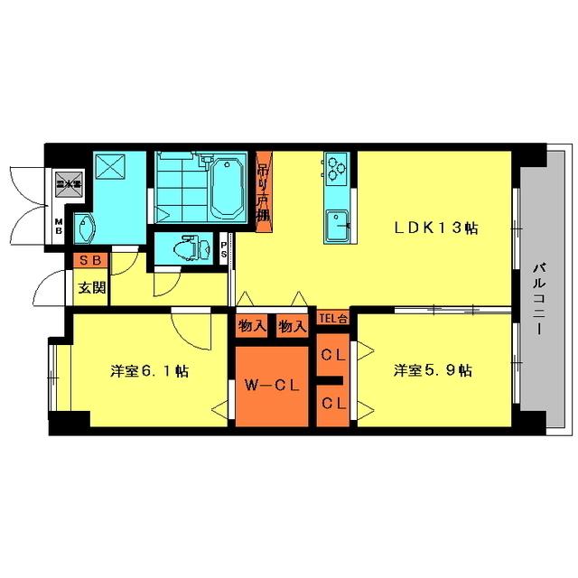 PRECIOUS REVE(2LDK/4階)の間取り写真