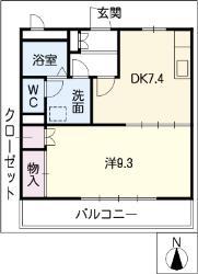 メゾン花水木II(1DK/2階)の間取り写真