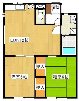 グリーンファームB棟(2LDK/2階)の間取り写真