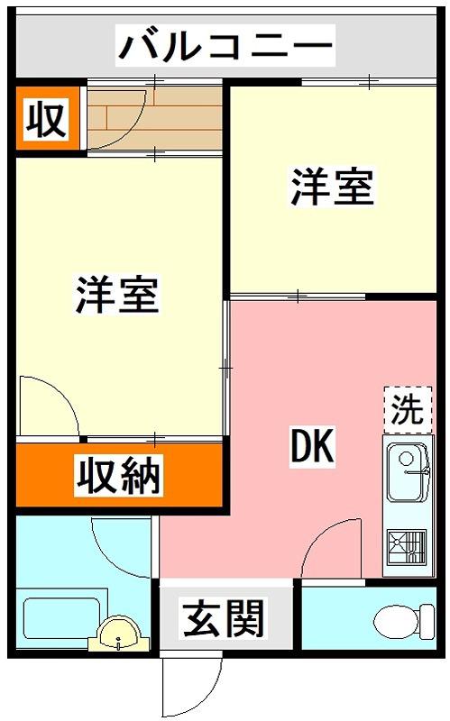 OASIS片島(2DK/4階)の間取り写真