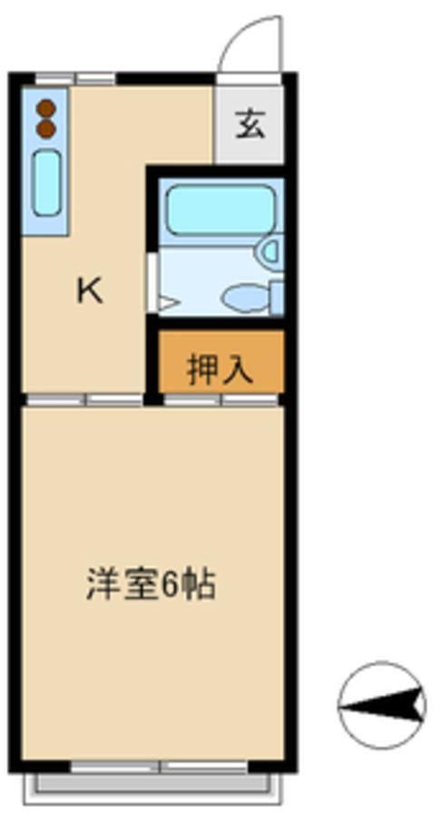 西野ハイツ(1K/2階)の間取り写真