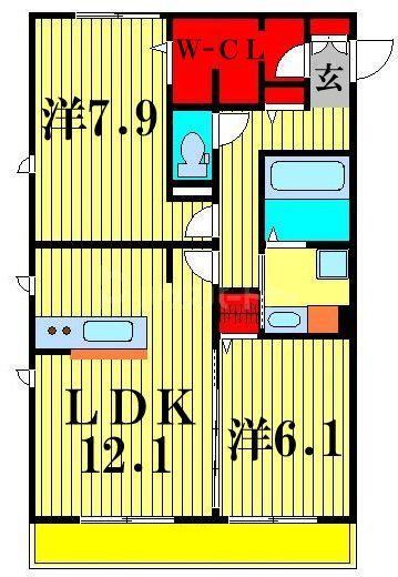 ハピネスストーム(2LDK/1階)の間取り写真