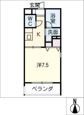 ハイム瑞穂通(1K/1階)の間取り写真