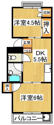 メゾン船橋法典(2DK/1階)の間取り写真