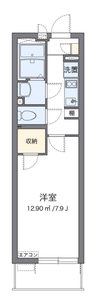 クレイノ蓬莱(1K/3階)の間取り写真