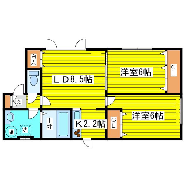 パークサイドセトルI(2LDK/2階)の間取り写真