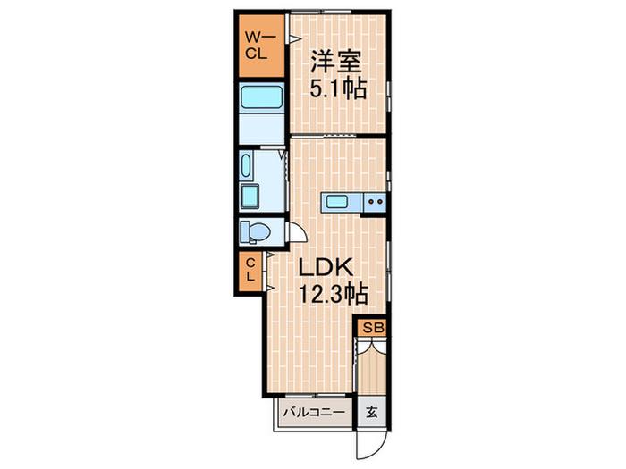NET-K垂水(1LDK/1階)の間取り写真