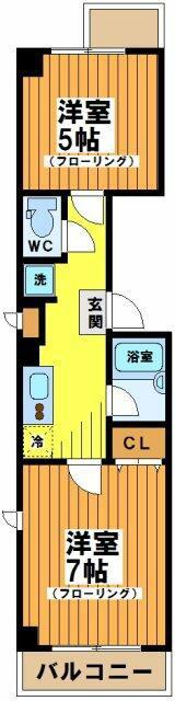 サンエムマンション第2(2K/2階)の間取り写真